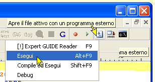 Editor PsPad - Esegui