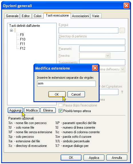 Configurazione di ConText - Comandi esterni