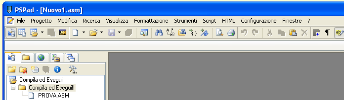 Editor  PsPad - Chiusura sorgente di default