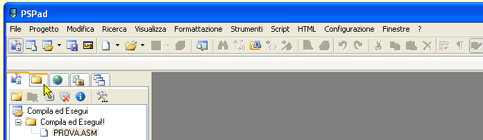 Editor  PsPad - Apertura di un file ASM