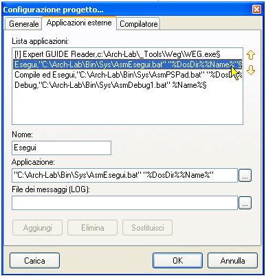 Configurazione di PSPad - Comando Esegui