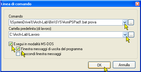 Configurazione di PSPad - Gestore del Prompt del DOS