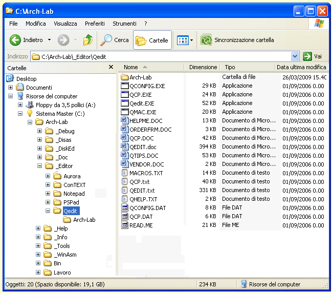 Ambiente Assembler - Cartella Qedit