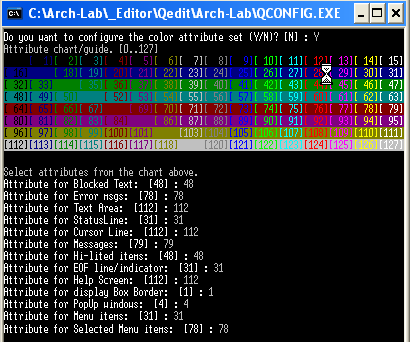 Ambiente Assembler - Configurazione di Qedit opzioni colore color