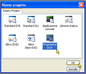 WinAsm - Creazione Nuovo progetto