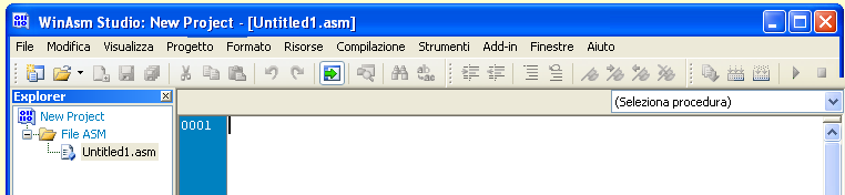 WinAsm - Creazione Nuovo progetto