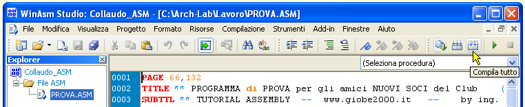 WinASM Studio - Compilazione e Link in sequenza