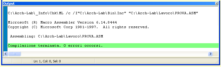 WinASM Studio - Dopo la Compilazione
