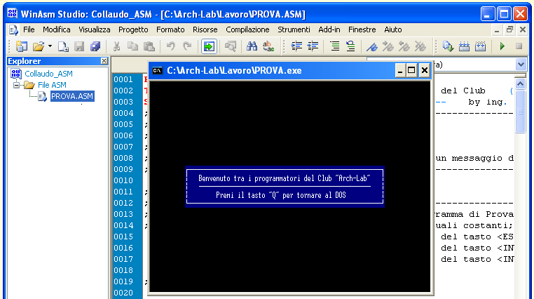 WinASM Studio - Eseguibile in esecuzione