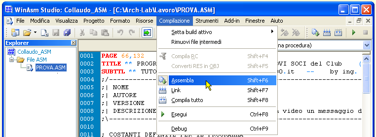 WinASM Studio - Compilazione