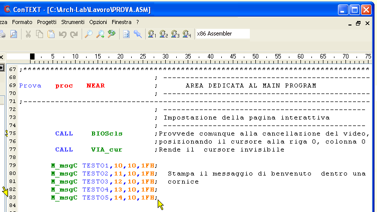 Accesso con ConTEXT - modifica del sorgente di prova