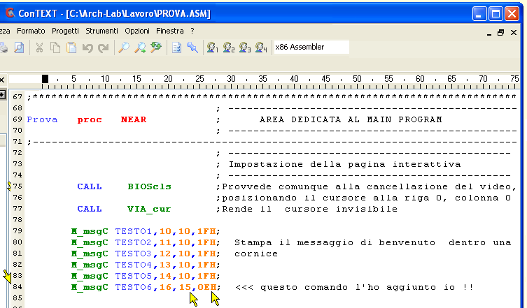 Accesso con ConTEXT - modifica del sorgente di prova