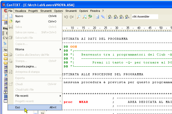 Accesso con ConTEXT - verifica la presenza del compilato