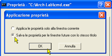 Finestra DOS con CMD - conferma predisposizioni